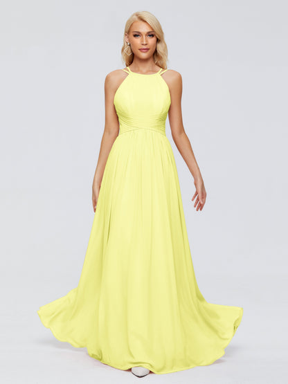 Sara Halter Ruched Long Chiffon Bridesmaid Dresses