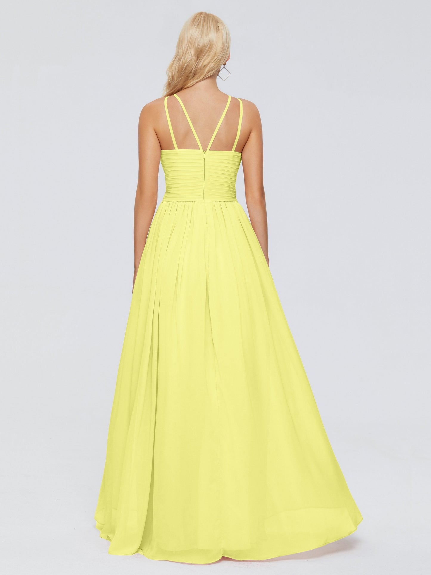 Sara Halter Ruched Long Chiffon Bridesmaid Dresses
