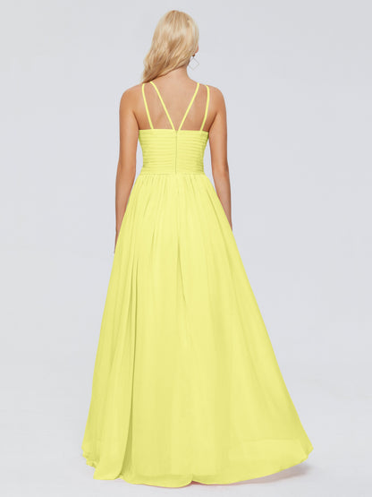 Sara Halter Ruched Long Chiffon Bridesmaid Dresses