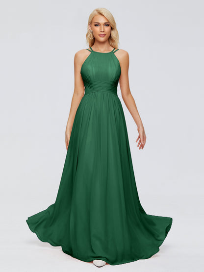 Sara Halter Ruched Long Chiffon Bridesmaid Dresses