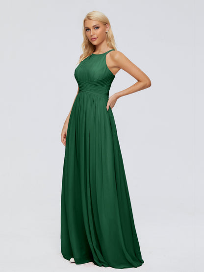 Sara Halter Ruched Long Chiffon Bridesmaid Dresses