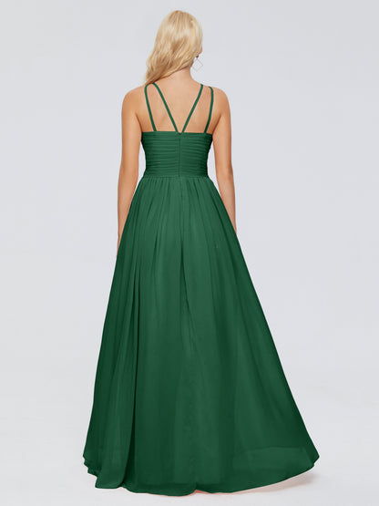 Sara Halter Ruched Long Chiffon Bridesmaid Dresses