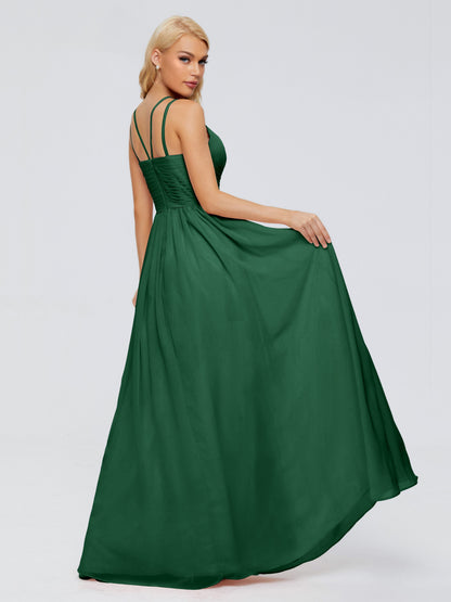 Sara Halter Ruched Long Chiffon Bridesmaid Dresses