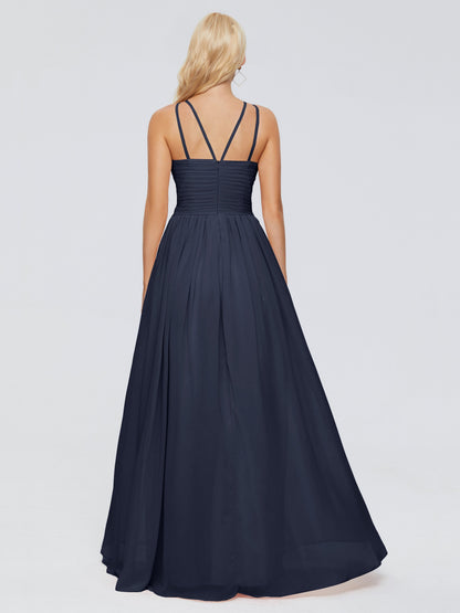 Sara Halter Ruched Long Chiffon Bridesmaid Dresses