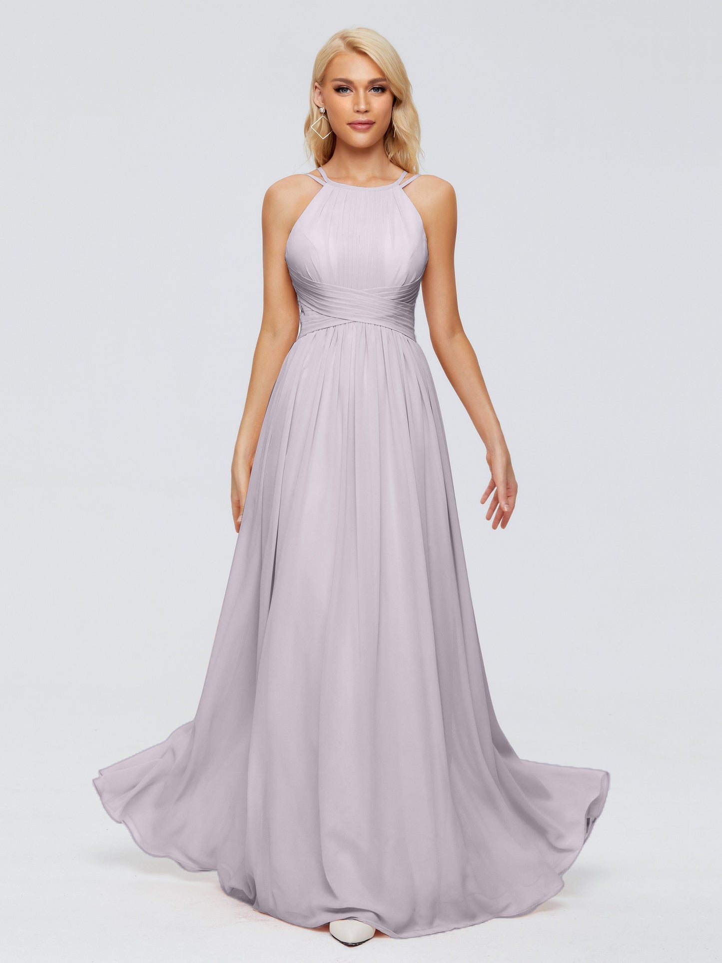 Sara Halter Ruched Long Chiffon Bridesmaid Dresses