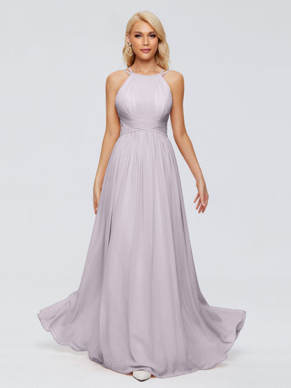 Sara Halter Ruched Long Chiffon Bridesmaid Dresses