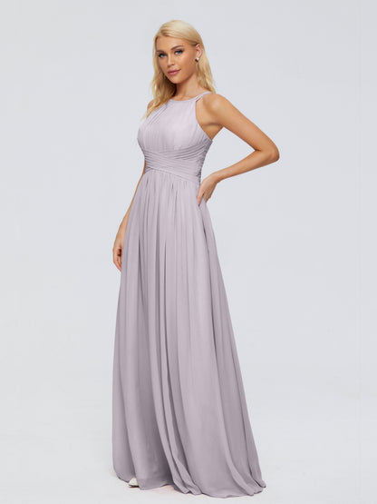 Sara Halter Ruched Long Chiffon Bridesmaid Dresses