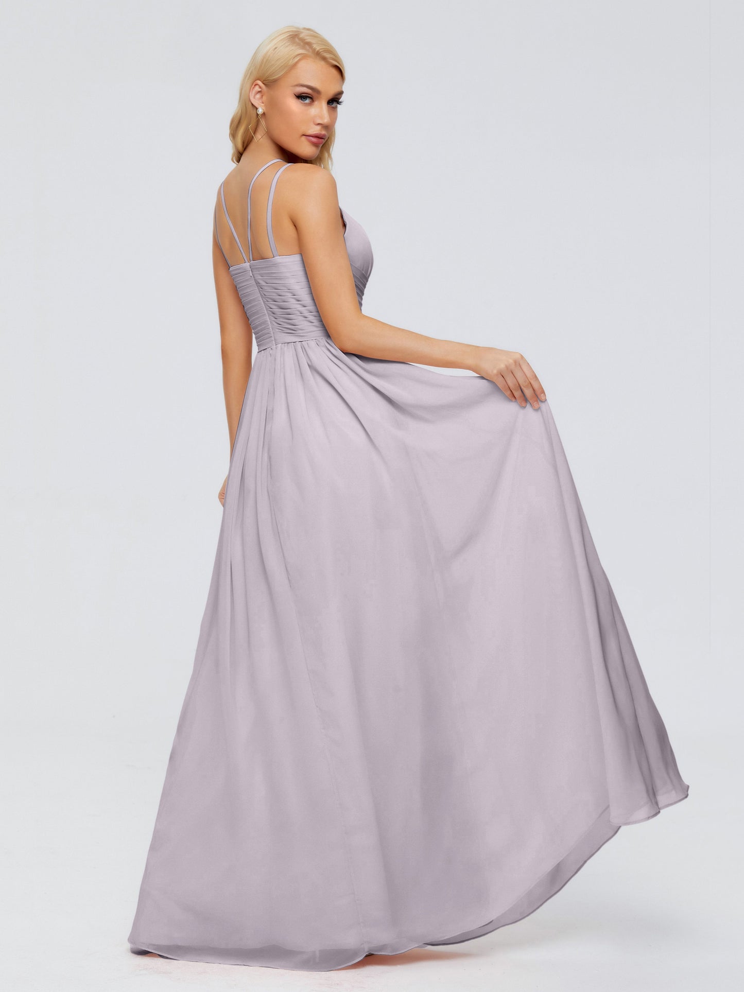 Sara Halter Ruched Long Chiffon Bridesmaid Dresses