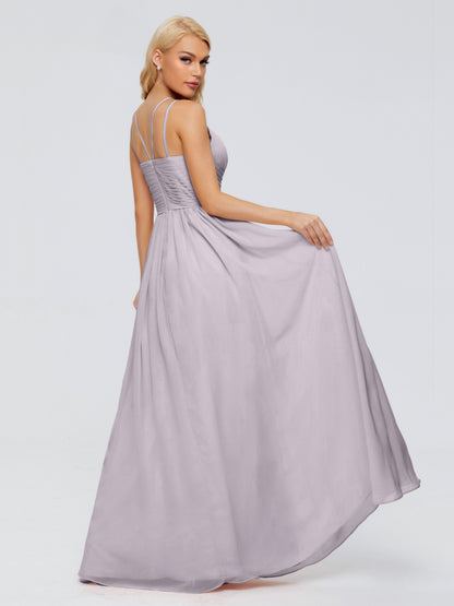 Sara Halter Ruched Long Chiffon Bridesmaid Dresses