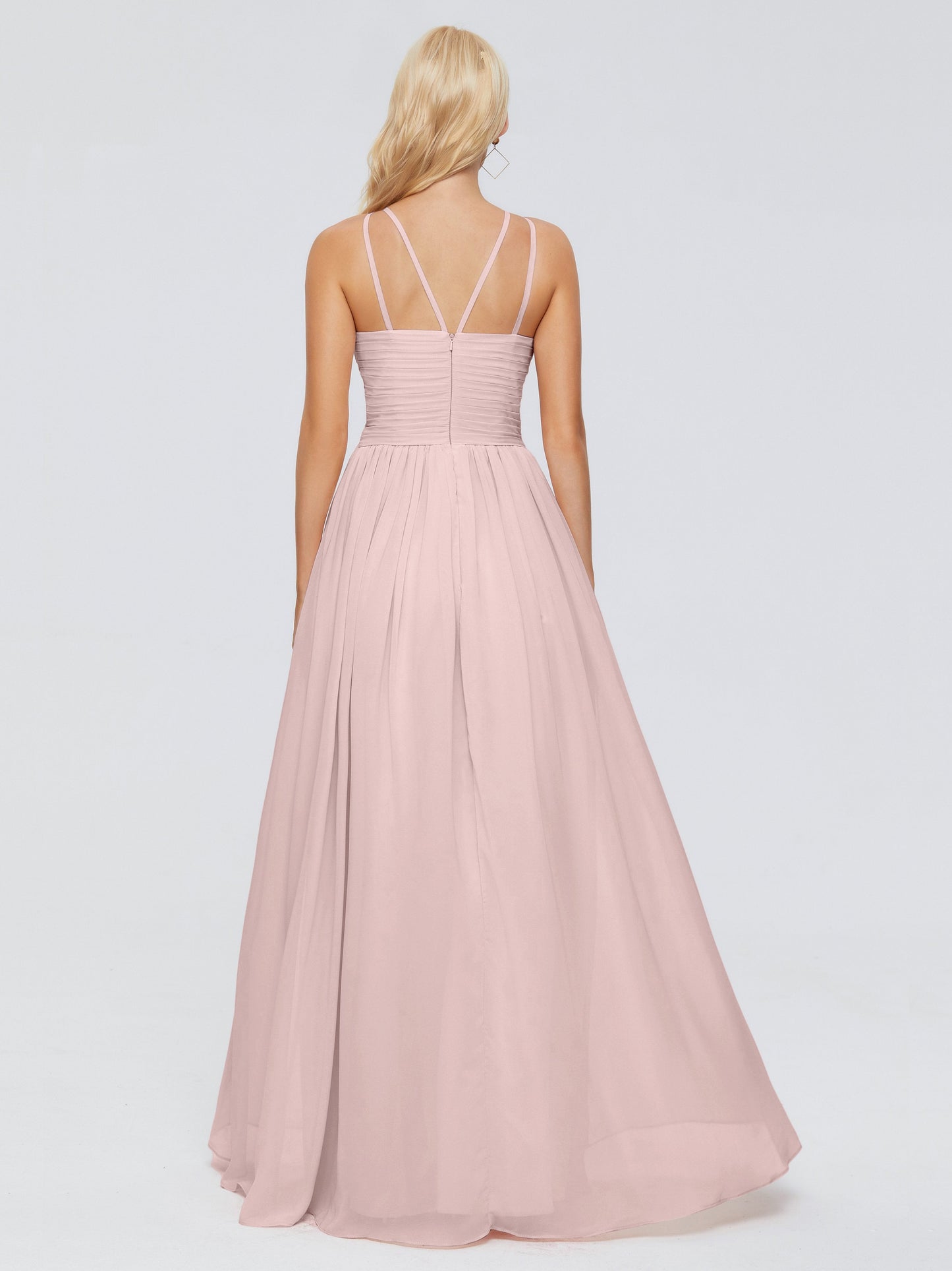 Sara Halter Ruched Long Chiffon Bridesmaid Dresses