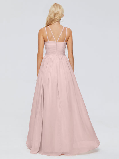 Sara Halter Ruched Long Chiffon Bridesmaid Dresses