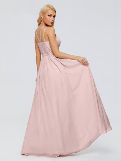 Sara Halter Ruched Long Chiffon Bridesmaid Dresses