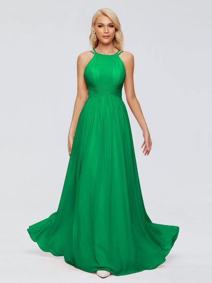 Sara Halter Ruched Long Chiffon Bridesmaid Dresses