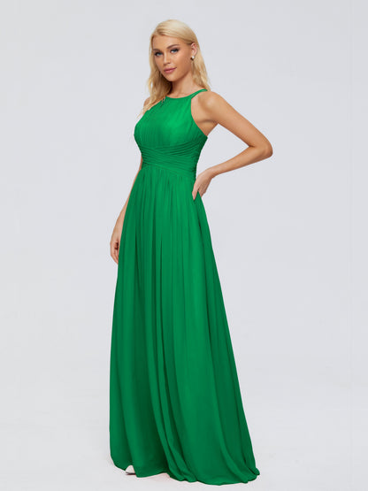 Sara Halter Ruched Long Chiffon Bridesmaid Dresses