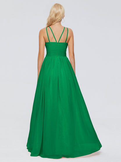 Sara Halter Ruched Long Chiffon Bridesmaid Dresses
