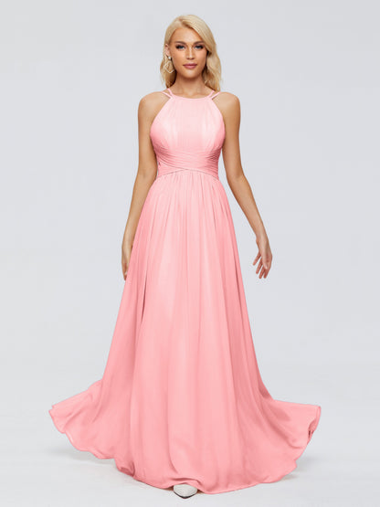 Sara Halter Ruched Long Chiffon Bridesmaid Dresses