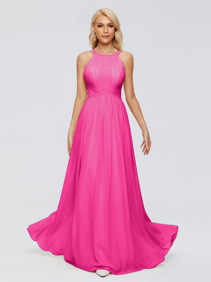 Sara Halter Ruched Long Chiffon Bridesmaid Dresses