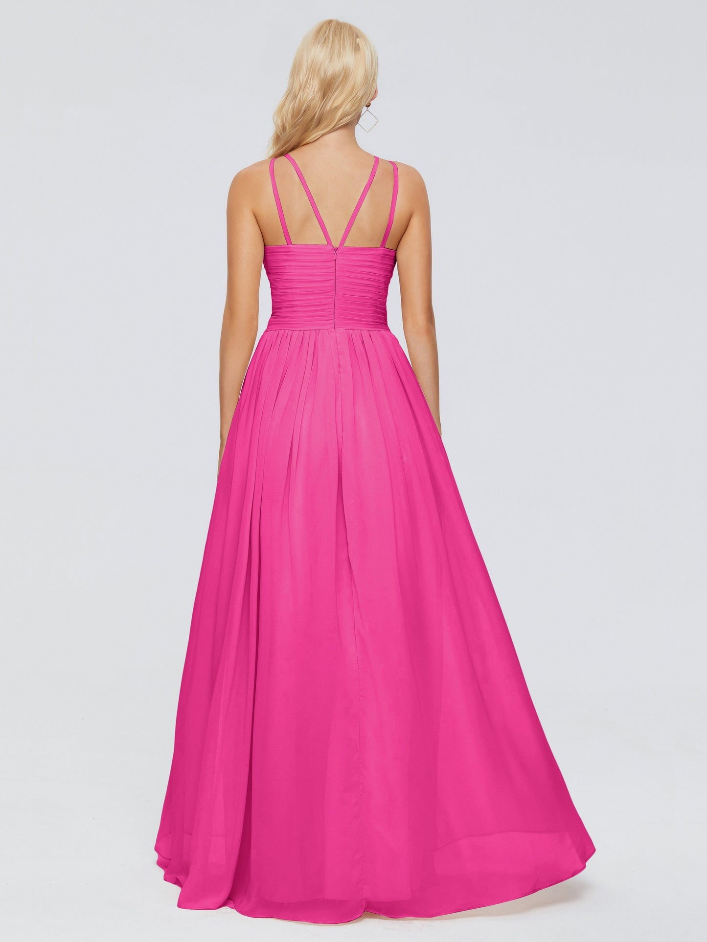 Sara Halter Ruched Long Chiffon Bridesmaid Dresses