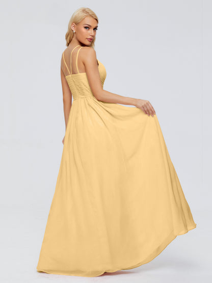 Sara Halter Ruched Long Chiffon Bridesmaid Dresses