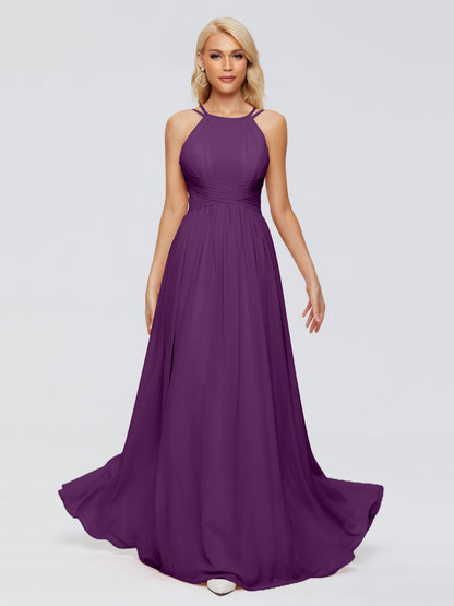 Sara Halter Ruched Long Chiffon Bridesmaid Dresses