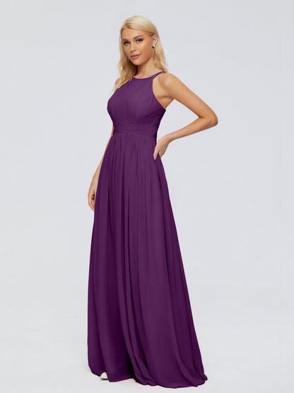 Sara Halter Ruched Long Chiffon Bridesmaid Dresses
