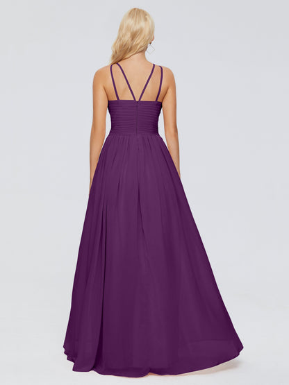 Sara Halter Ruched Long Chiffon Bridesmaid Dresses