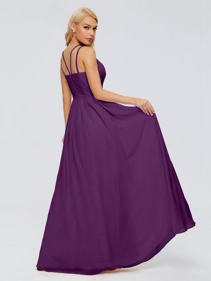 Sara Halter Ruched Long Chiffon Bridesmaid Dresses