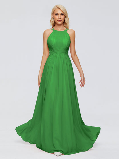 Sara Halter Ruched Long Chiffon Bridesmaid Dresses