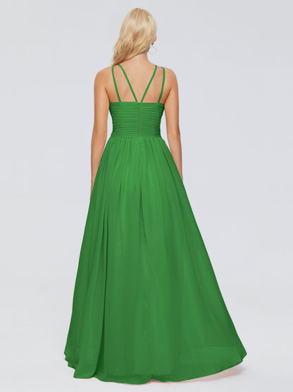 Sara Halter Ruched Long Chiffon Bridesmaid Dresses