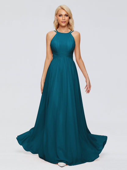 Sara Halter Ruched Long Chiffon Bridesmaid Dresses