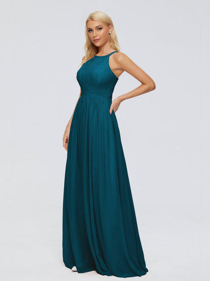 Sara Halter Ruched Long Chiffon Bridesmaid Dresses