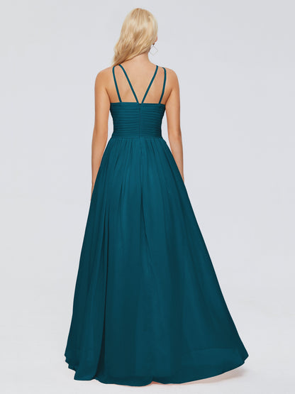 Sara Halter Ruched Long Chiffon Bridesmaid Dresses