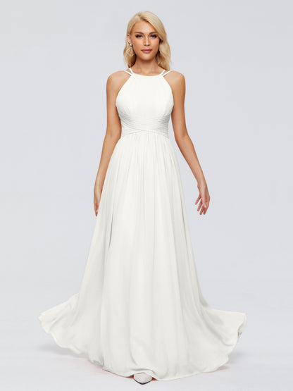 Sara Halter Ruched Long Chiffon Bridesmaid Dresses