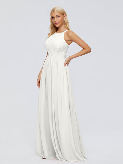 Sara Halter Ruched Long Chiffon Bridesmaid Dresses