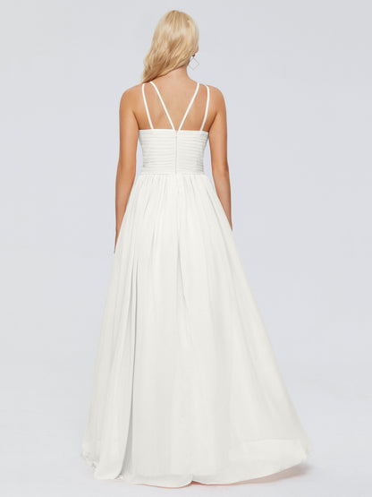 Sara Halter Ruched Long Chiffon Bridesmaid Dresses