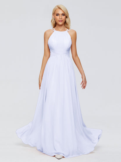 Sara Halter Ruched Long Chiffon Bridesmaid Dresses