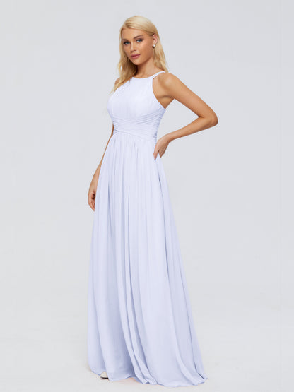 Sara Halter Ruched Long Chiffon Bridesmaid Dresses