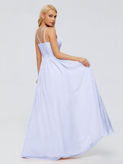 Sara Halter Ruched Long Chiffon Bridesmaid Dresses