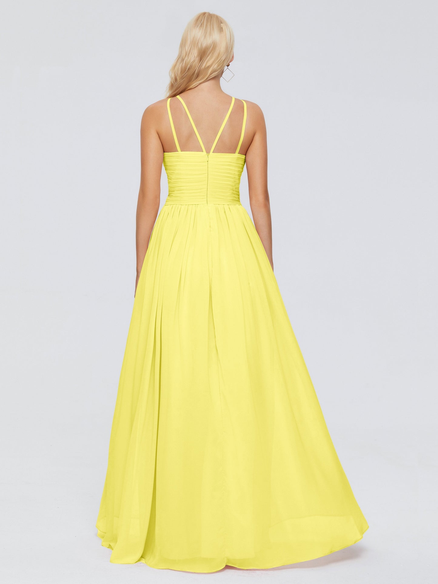 Sara Halter Ruched Long Chiffon Bridesmaid Dresses