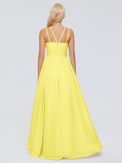 Sara Halter Ruched Long Chiffon Bridesmaid Dresses