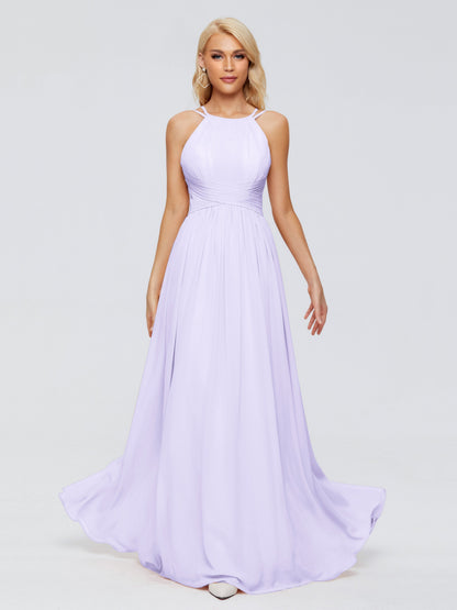 Sara Halter Ruched Long Chiffon Bridesmaid Dresses
