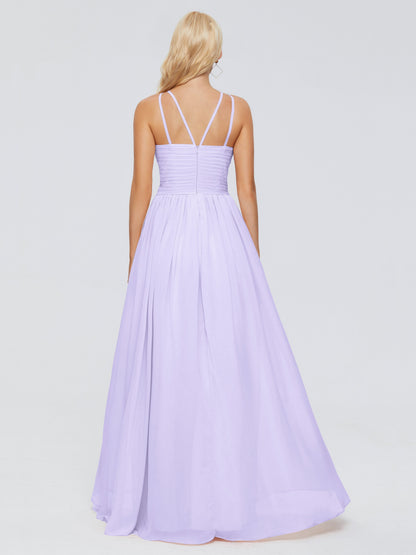 Sara Halter Ruched Long Chiffon Bridesmaid Dresses