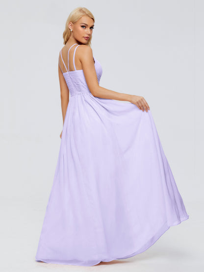 Sara Halter Ruched Long Chiffon Bridesmaid Dresses