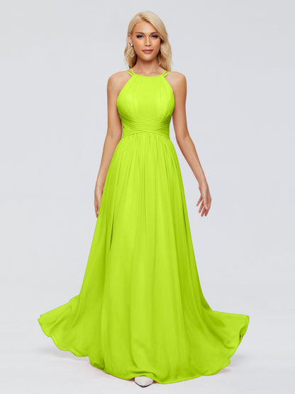 Sara Halter Ruched Long Chiffon Bridesmaid Dresses