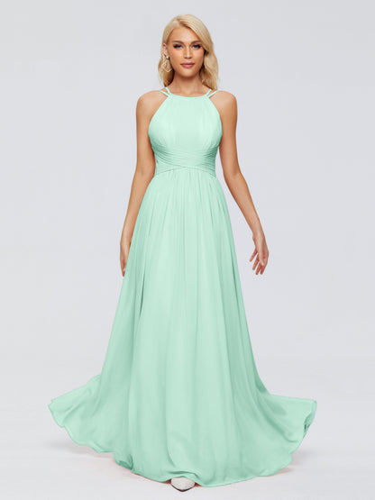 Sara Halter Ruched Long Chiffon Bridesmaid Dresses