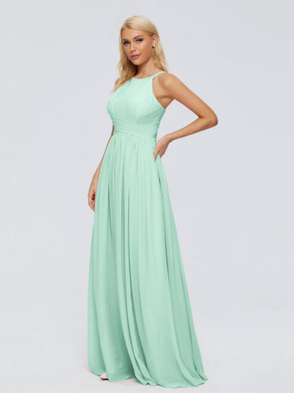 Sara Halter Ruched Long Chiffon Bridesmaid Dresses