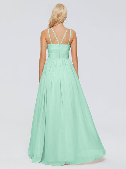 Sara Halter Ruched Long Chiffon Bridesmaid Dresses