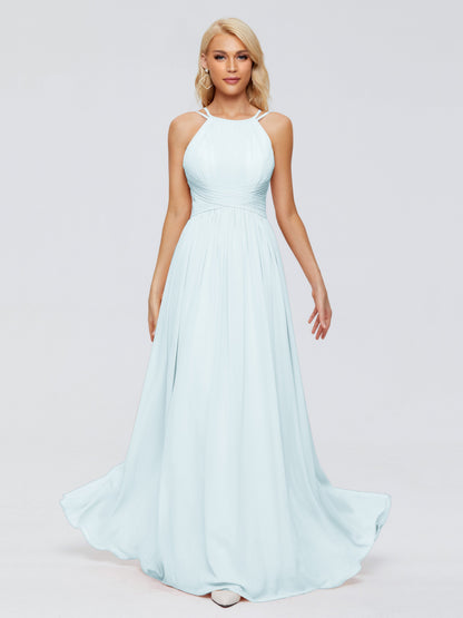 Sara Halter Ruched Long Chiffon Bridesmaid Dresses