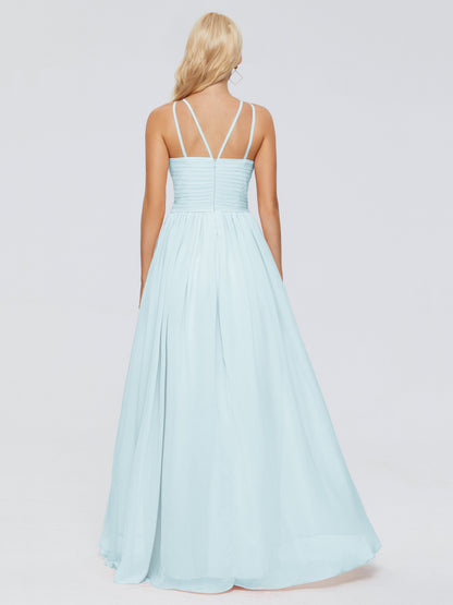 Sara Halter Ruched Long Chiffon Bridesmaid Dresses