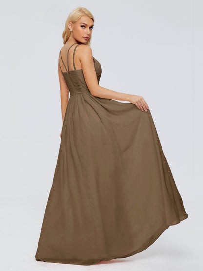 Sara Halter Ruched Long Chiffon Bridesmaid Dresses